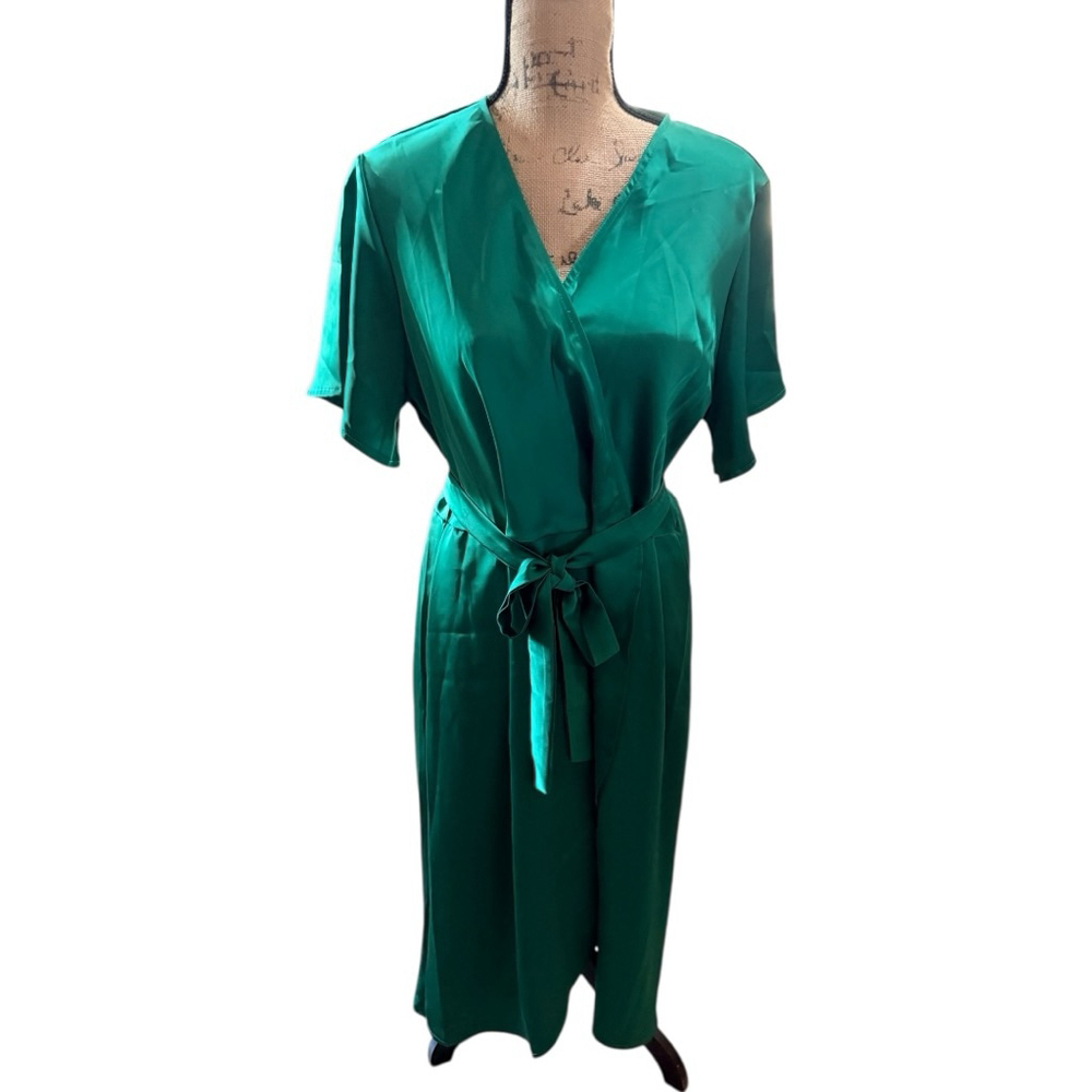 Green Faux Wrap Midi Dress XXL - Picture 2 of 8